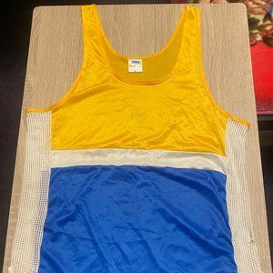 Nike Sportswear Yellow White Blue Mens Vintage Activewear Tank Top Medium